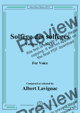 page one of Lavignac-Solfege des solfeges,Volume 7A No.17,for Voice