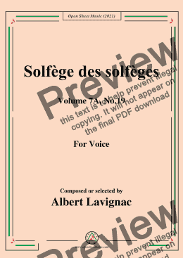 page one of Lavignac-Solfege des solfeges,Volume 7A No.19,for Voice