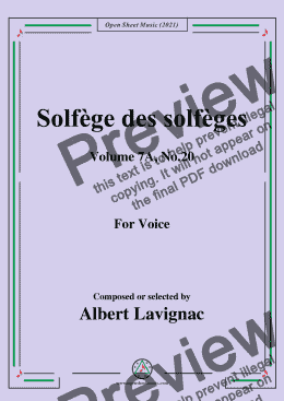 page one of Lavignac-Solfege des solfeges,Volume 7A No.20,for Voice