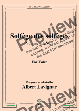 page one of Lavignac-Solfege des solfeges,Volume 6B No.1,for Voice