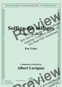 page one of Lavignac-Solfege des solfeges,Volume 7A No.24,for Voice