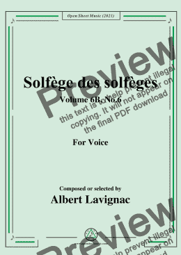 page one of Lavignac-Solfege des solfeges,Volume 6B No.6,for Voice