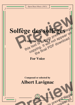 page one of Lavignac-Solfege des solfeges,Volume 6B No.7,for Voice