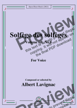 page one of Lavignac-Solfege des solfeges,Volume 6B No.8,for Voice