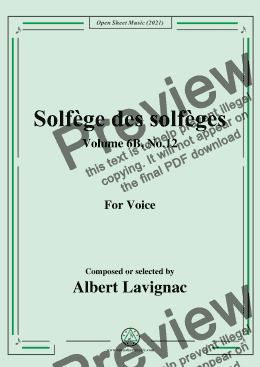 page one of Lavignac-Solfege des solfeges,Volume 6B No.12,for Voice