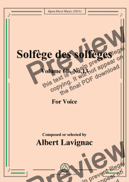 page one of Lavignac-Solfege des solfeges,Volume 6B No.13,for Voice