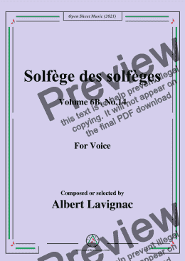 page one of Lavignac-Solfege des solfeges,Volume 6B No.14,for Voice