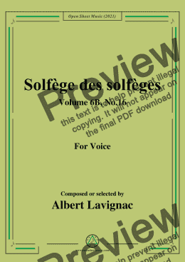 page one of Lavignac-Solfege des solfeges,Volume 6B No.16,for Voice