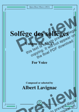 page one of Lavignac-Solfege des solfeges,Volume 6B No.17,for Voice