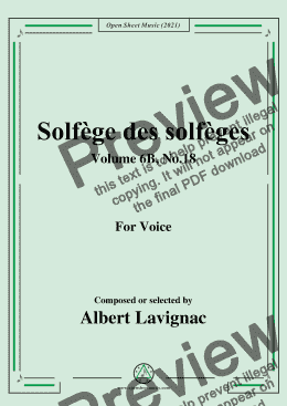 page one of Lavignac-Solfege des solfeges,Volume 6B No.18,for Voice