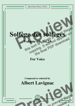 page one of Lavignac-Solfege des solfeges,Volume 6B No.24,for Voice