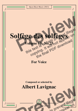 page one of Lavignac-Solfege des solfeges,Volume 6B No.25,for Voice