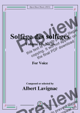 page one of Lavignac-Solfege des solfeges,Volume 6B No.26,for Voice