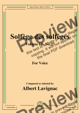 page one of Lavignac-Solfege des solfeges,Volume 6B No.27,for Voice