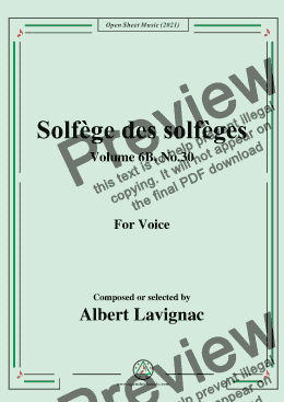 page one of Lavignac-Solfege des solfeges,Volume 6B No.30,for Voice