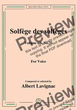 page one of Lavignac-Solfege des solfeges,Volume 6B No.31,for Voice