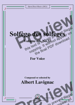 page one of Lavignac-Solfege des solfeges,Volume 6B No.32,for Voice