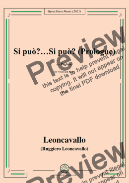 page one of Leoncavallo-Si può?…Si può?(Prologue),in C Major,for Voice and Piano