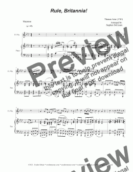 page one of Rule, Britannia! (Flute or Violin solo and Piano)