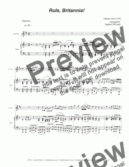 page one of Rule, Britannia! (Alto Saxophone and Piano)