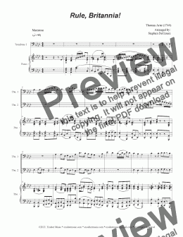 page one of Rule, Britannia! (Trombone Duet)