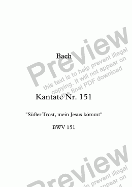 page one of Bach, J.S., Kantate "Süßer Trost, mein Jesus kömmt" BWV 151 – Flötenstimme