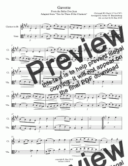 page one of Gavotte Duet for Clarinet and Viola - From the Ballet Don Juan Adapted from "Trio for Three B flat Clarinets"