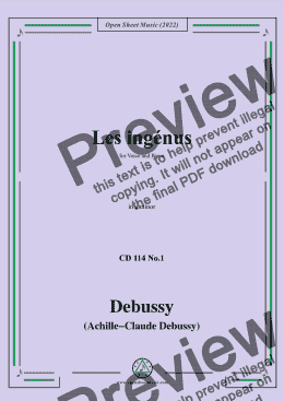 page one of Debussy-Les Ingénus,in a minor,CD 114 No.1;L.114 No.1,for Voice and Piano