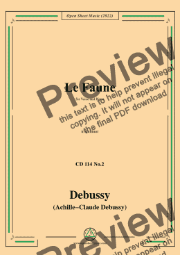 page one of Debussy-Le Faune,in d minor,CD 114 No.2;L.114 No.2,for Voice and Piano