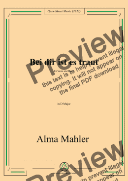 page one of Alma Mahler-Bei dir ist es traut,in D Major,for Voice and Piano