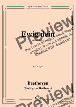 page one of Beethoven-Ewig dein,WoO 161,in C Major,for three Voices