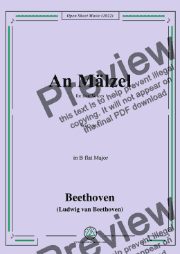 page one of Beethoven-An Malzel(Ta ta ta,lieber Malzel),WoO 162,in B flat Major,for four Voices