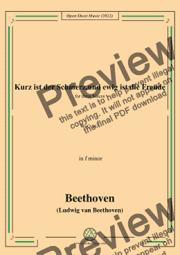 page one of Beethoven-Kurz ist der Schmerz,und ewig ist die Freude,WoO 163,in f minor,for three Voices