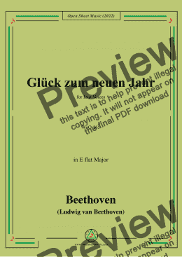 page one of Beethoven-Gluck zum neuen Jahr,WoO 165,in E flat Major,for four Voices