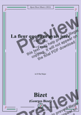 page one of Bizet-La fleur que tu m'avais jetée(Flower Song),in D flat Major,for Voice and Piano