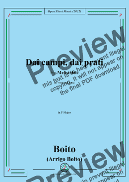 page one of Boito-Dai campi,dai prati,in F Major,from Mefistofele,for Voice and Piano