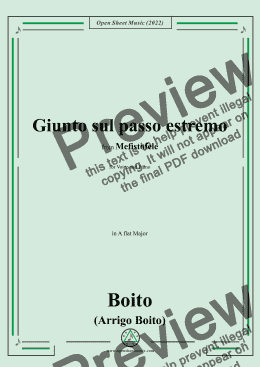 page one of Boito-Giunto sul passo estremo,in A flat Major,from Mefistofele,for Voice and Piano