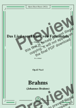 page one of Brahms-Das Lied vom Herrn von Falkenstein,Op.43 No.4 in c minor