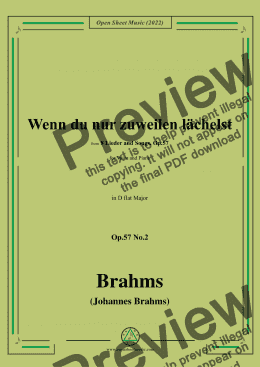 page one of Brahms-Wenn du nur zuweilen lachelst,Op.57 No.2 in D flat Major