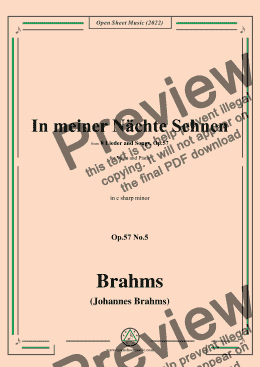 page one of Brahms-In meiner Nachte Sehnen,Op.57 No.5 in c sharp minor