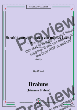 page one of Brahms-Strahlt zuweilen auch ein mildes Licht,Op.57 No.6 in D Major