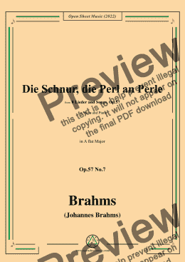 page one of Brahms-Die Schnur,die Perl an Perle,Op.57 No.7 in A flat Major