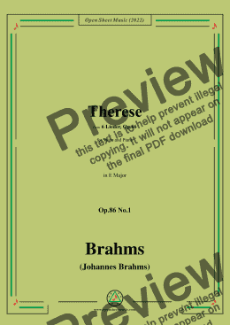 page one of Brahms-Therese,Op.86 No.1 in E Major