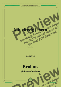 page one of Brahms-Mit vierzig jahren,Op.94 No.1 in b minor