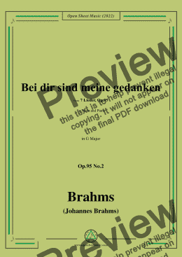 page one of Brahms-Bei dir sind meine gedanken,Op.95 No.2 in G Major