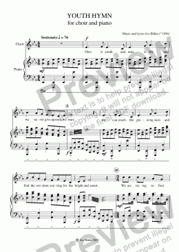 page one of YOUTH HYMN for choir and piano