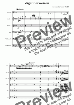 page one of Sarasate Zigeunerweisen Op.20 for Violin and String Orchestra