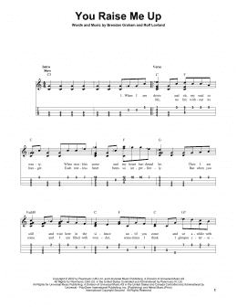 page one of You Raise Me Up (Easy Ukulele Tab)