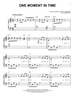 page one of One Moment In Time (Easy Piano)