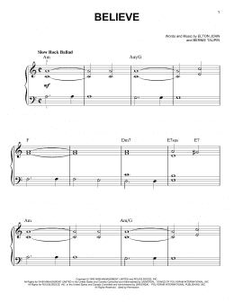 page one of Believe (Easy Piano)